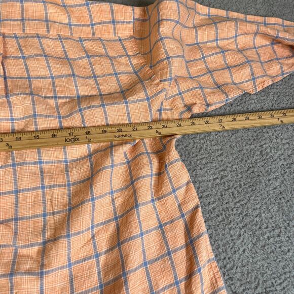 Brooks Brothers  Irish Linen Shirt Men L Blue Orange Plaid Button Long Sleeve - Picture 10 of 10